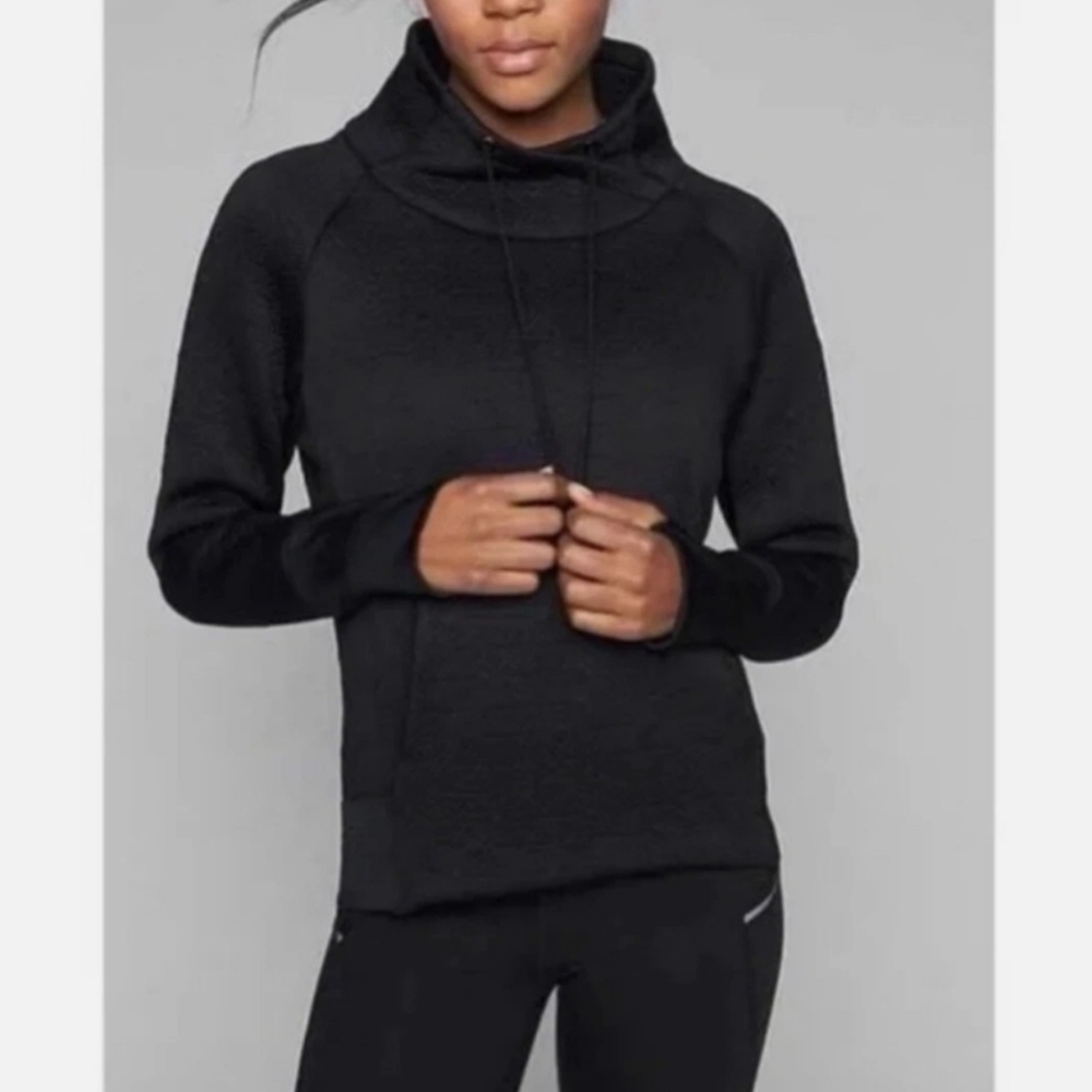 🌼Athleta Jacquard Elevation Quilted Pullover Funnel Neck Black Size Small